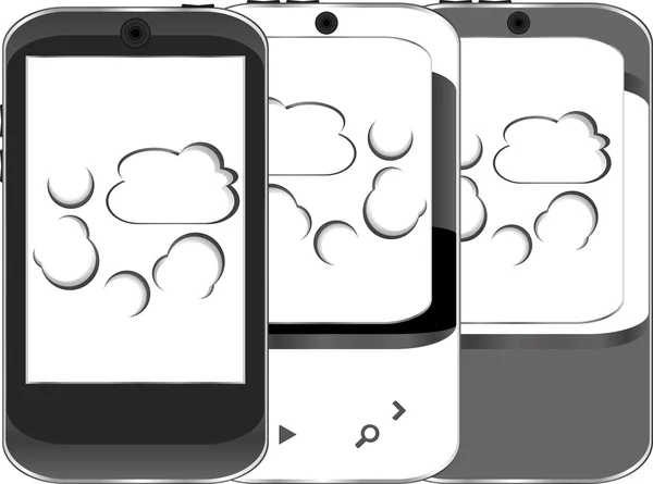 Набір смартфонів з символом хмарних обчислень на екрані — стокове фото