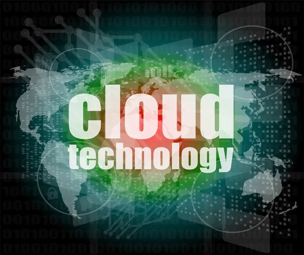 Words cloud technology on digital screen, information technology concept — Stock Photo, Image