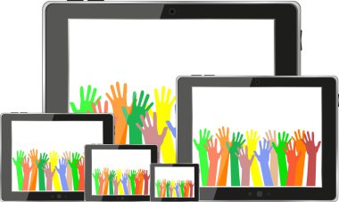 tablet pc bilgisayar modern teknoloji ellerle dokunma