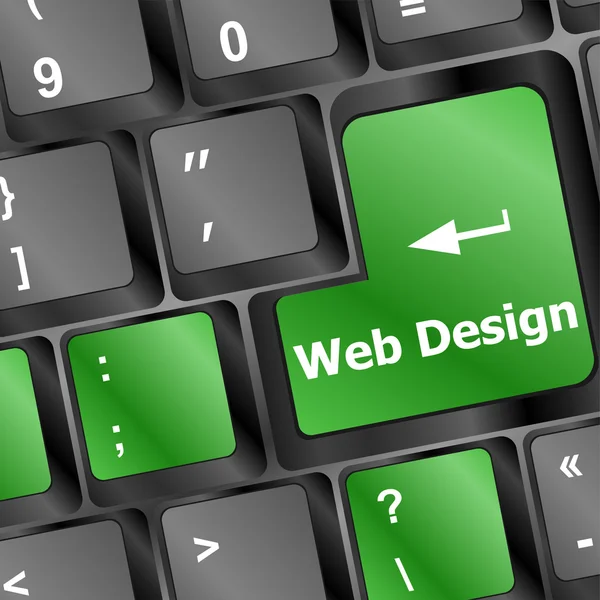 Web デザイン コンセプト： word のウェブサイト上でのコンピューターのキーボード入力ボタン、3 d のレンダリング — ストック写真