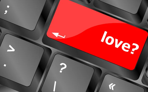 Love with question sign red button word on black keyboard — Stock Photo, Image