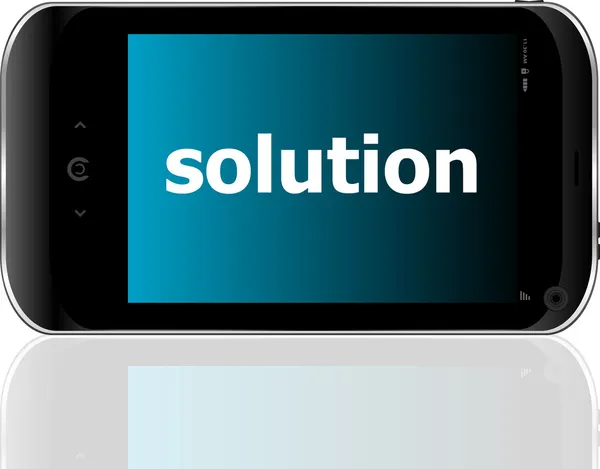 Smartphone med word lösning på displayen, affärsidé — Stockfoto