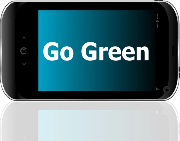 Mobile phone and go green word on it — Stock Photo, Image