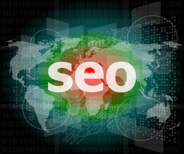 The word seo on digital screen, it concept — Stock Photo, Image
