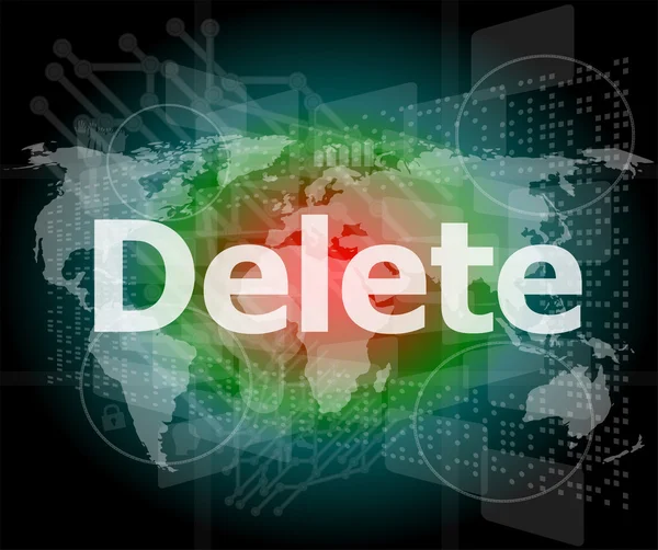 The word delete on digital screen, information technology concept — Stock Photo, Image