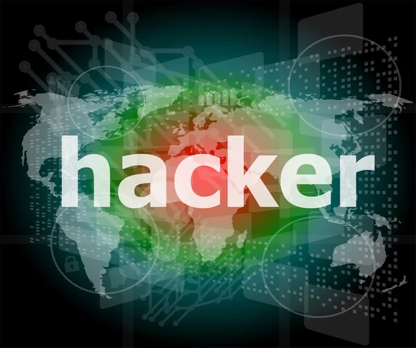 Koncepcja prywatności: słowa Haker na tle cyfrowym — Zdjęcie stockowe
