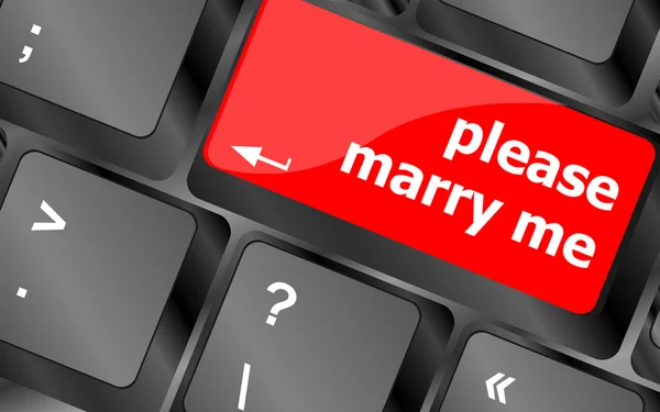 Button keypad keyboard key with please marry me words — Stock Photo, Image