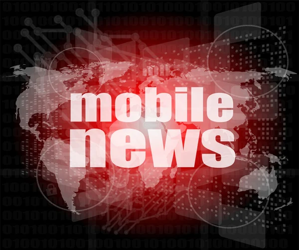 Novinky a tisk koncept: words mobile news on digital screen — Stock fotografie