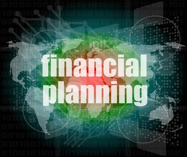 Business concept: words financial planning on digital screen — Stock Photo, Image