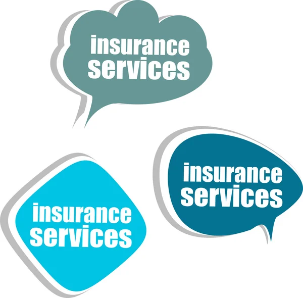 Services d'assurance, Jeu d'autocollants, étiquettes, étiquettes. Modèle d'infographie — Photo