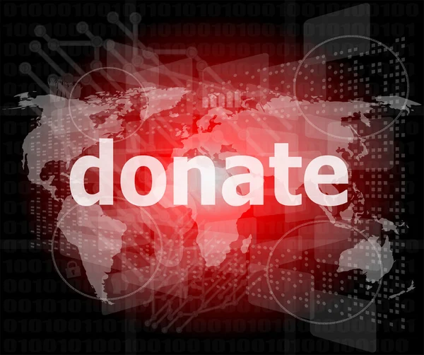 Business concept: words donate on digital touch screen — Stock Photo, Image