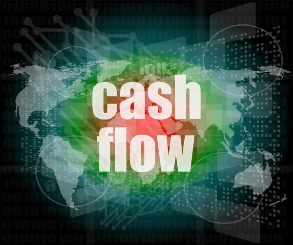 Business words cash flow on digital screen showing financial success — Stock Photo, Image