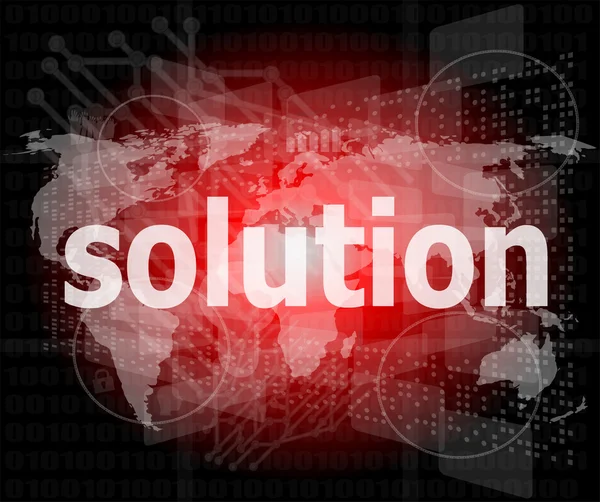 La palabra solución en la pantalla digital, concepto de negocio —  Fotos de Stock