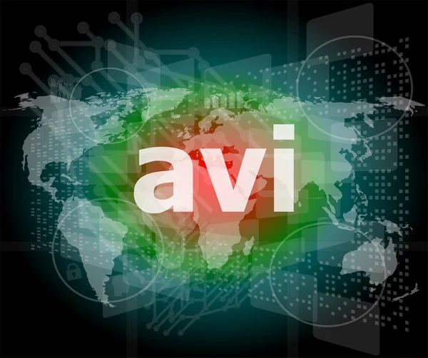 Digitales Konzept: avi word auf digitalem Bildschirm — Stockfoto