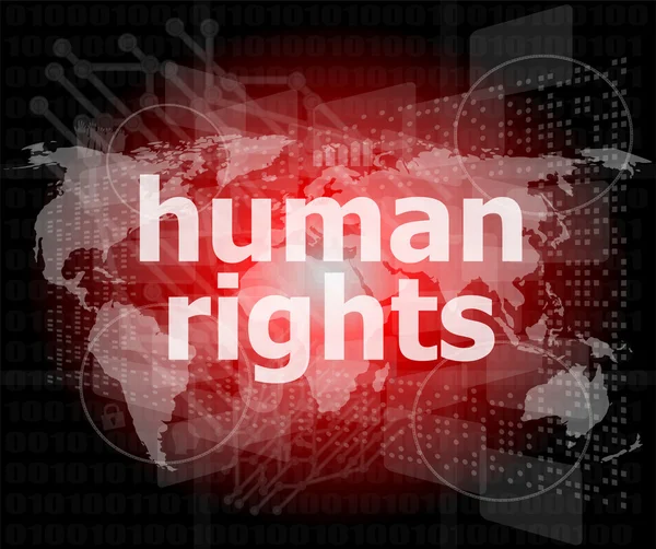 Понятие права: слова права человека на бизнес-цифровом фоне — стоковое фото
