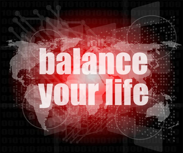 Life style concept: words balance you life on digital screen — Stock Photo, Image