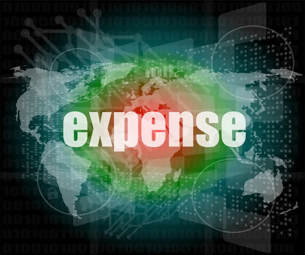 Word expense on digital screen, business concept — Stock Photo, Image