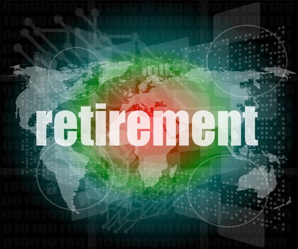 Retirement word on digital touch screen, business concept — Stock Photo, Image