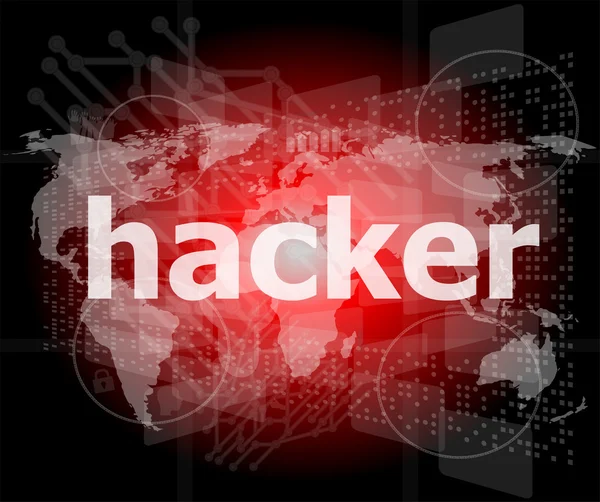 Conceito de privacidade: palavras Hacker em fundo digital — Fotografia de Stock