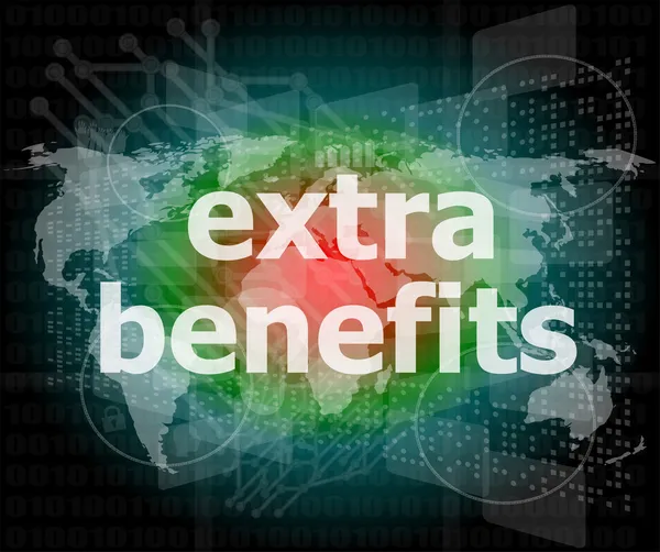 Extra benefits slogan poster concept. Financial support message design — Stock Photo, Image
