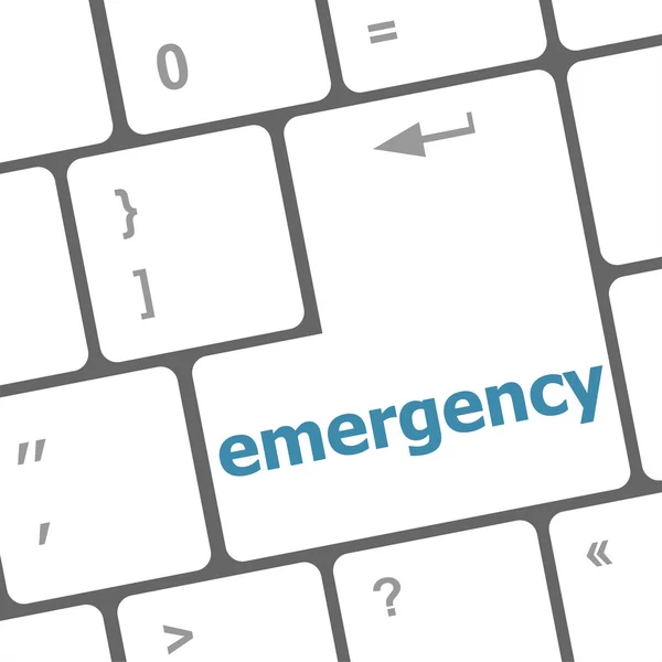 Emergency word on keyboard key, notebook computer button — Stock Photo, Image