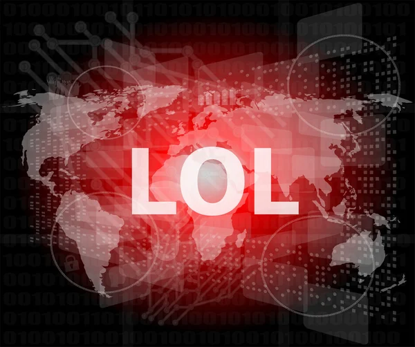 Social concept: words lol is a marketing on digital screen — Stock Photo, Image