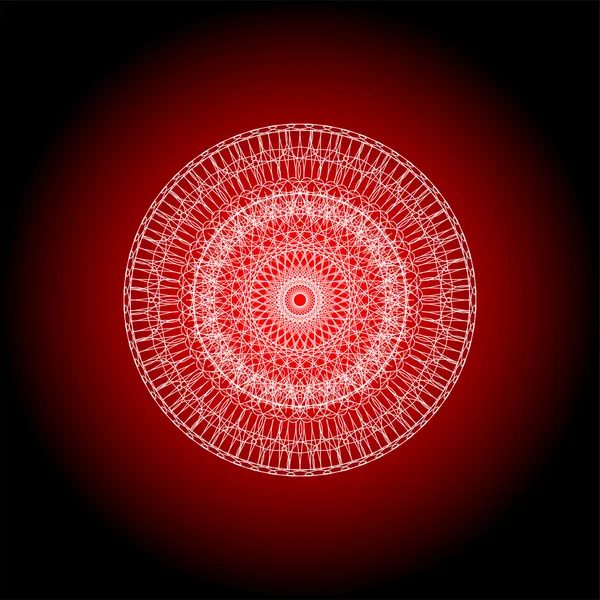 Rød mandala, rund, etnisk mønster, naturlig indisk ornament – stockfoto