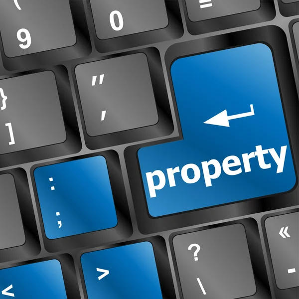 Property message on keyboard enter key, to illustrate the concepts of copyright — Stock Photo, Image