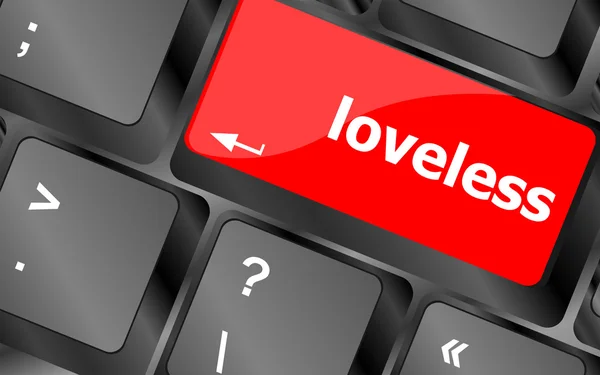 Loveless on key or keyboard showing internet dating concept — Stock Photo, Image