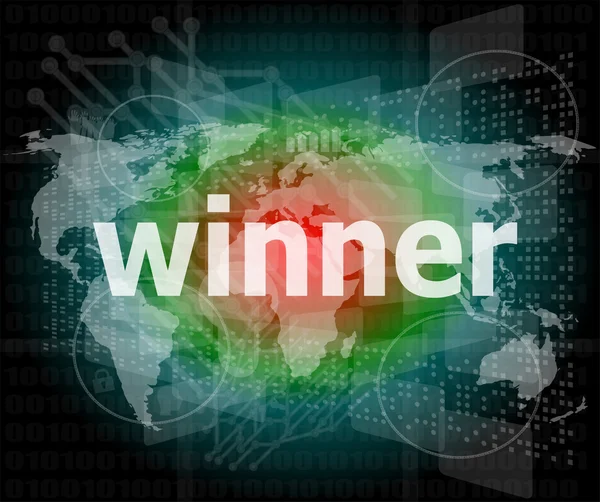 Победитель, зеленый цифровой фон, глобальная концепция Интернета — стоковое фото