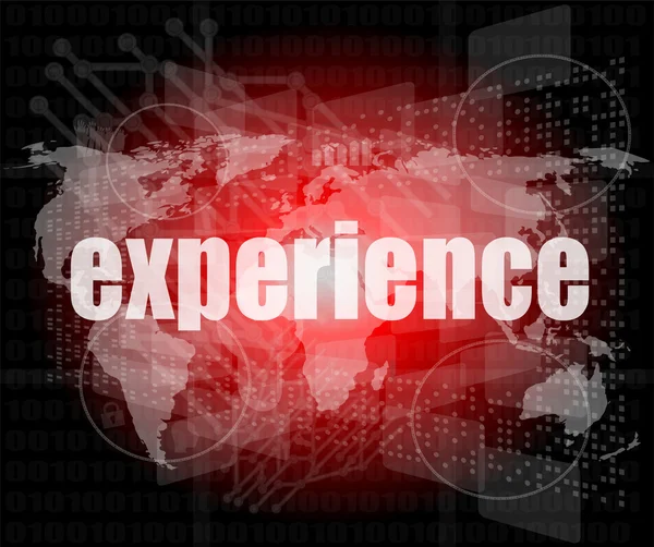 Podnikatelský koncept: slova zkušenosti na digitální displej — Stock fotografie