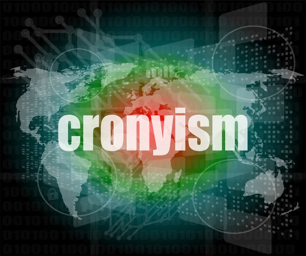 Words cronyism on digital screen, business concept — Stock Photo, Image