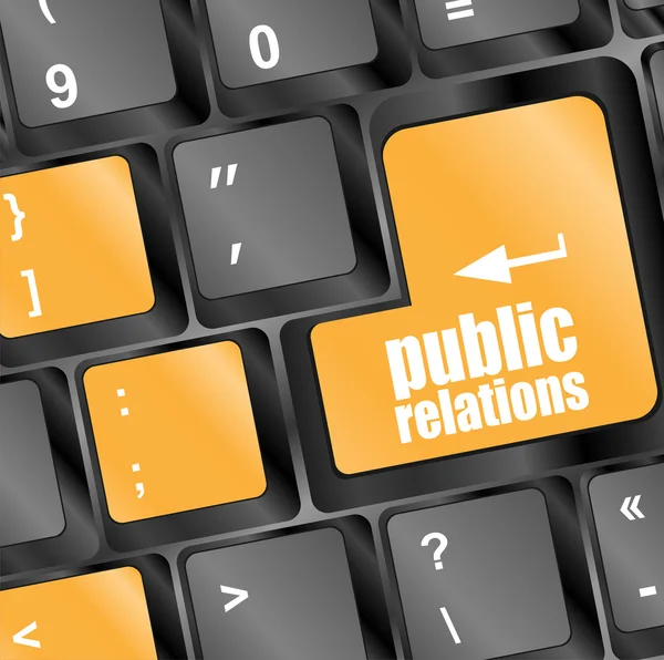 Концепция рекламы: компьютерная клавиатура со словом Public Relations — стоковое фото