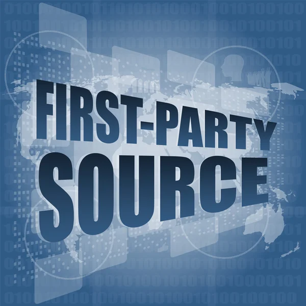 First party source words on digital touch screen interface — Stock Photo, Image