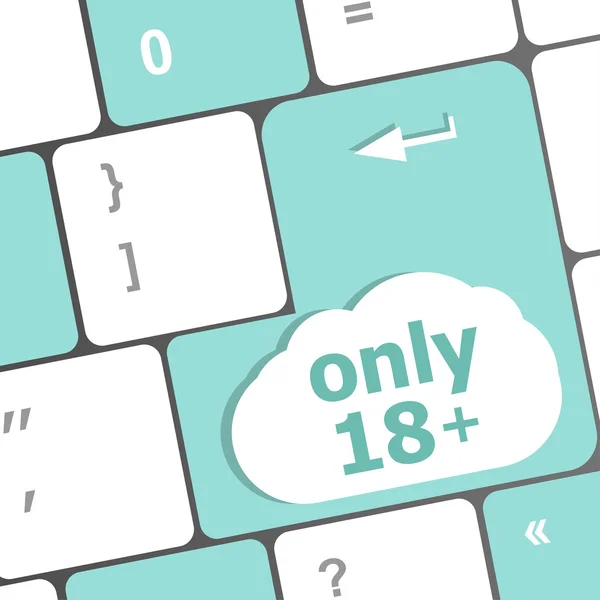 Only 18 plus button on keyboard with soft focus — Stock Photo, Image