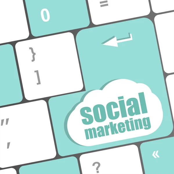 Conceitos de marketing social ou marketing na internet, com mensagem na tecla enter do teclado — Fotografia de Stock
