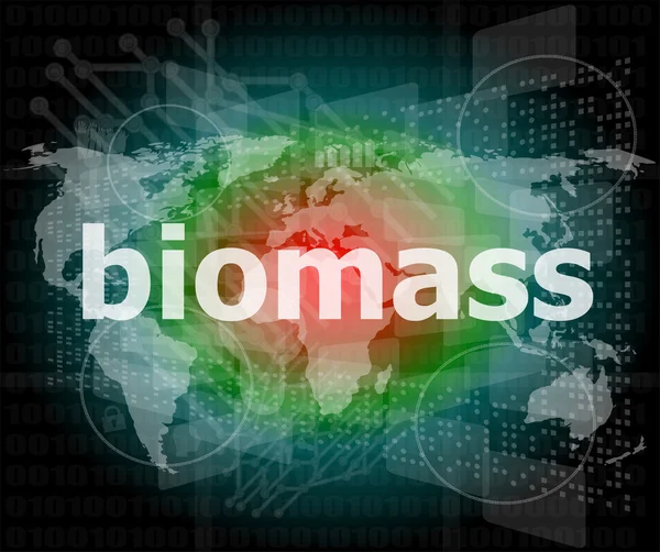 Parola biomassa su sfondo touch screen digitale — Foto Stock