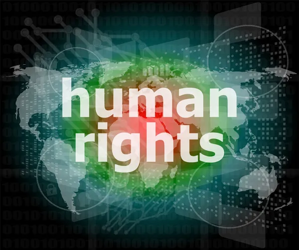 Pojęcie prawa: słowa praw człowieka na tle cyfrowy — Zdjęcie stockowe