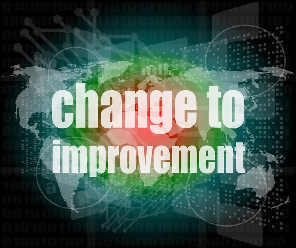 Business concept: words change to improvement on digital touch screen — Stock Photo, Image