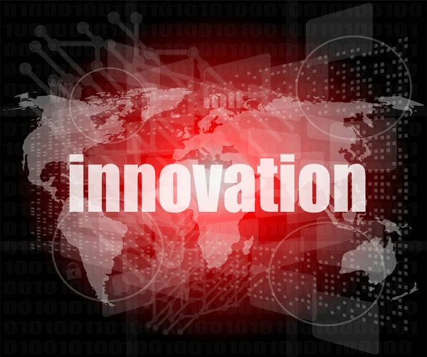 Concepto de negocio: palabra innovación en la pantalla táctil digital — Foto de Stock