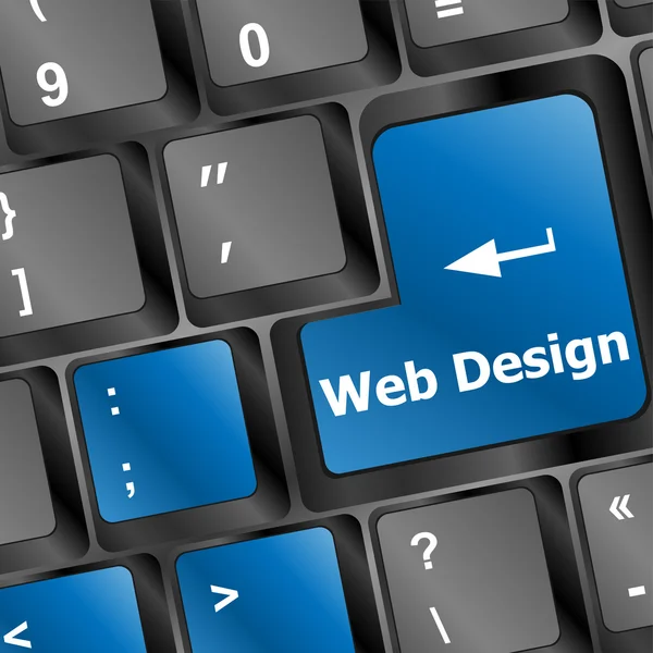 Web デザイン コンセプト： word のウェブサイト上でのコンピューターのキーボード入力ボタン、3 d のレンダリング — ストック写真