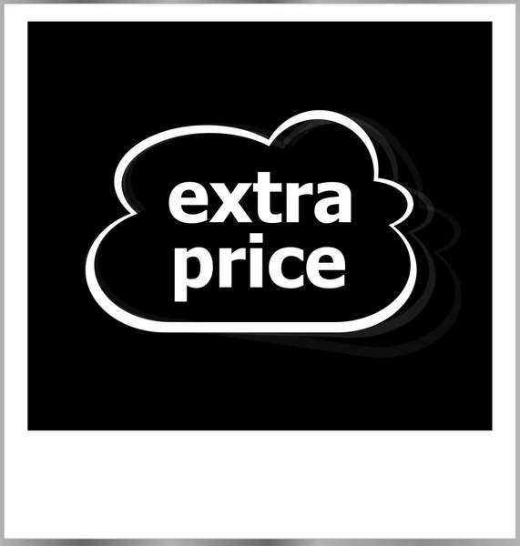 Conceito de negócio palavra preço extra, moldura da foto isolado no branco — Fotografia de Stock