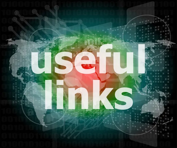 Concetto di web design SEO: link utili su sfondo digitale — Foto Stock