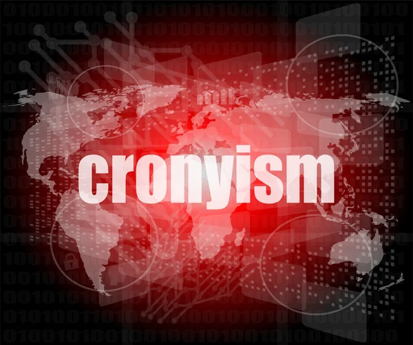 Words cronyism on digital screen, business concept — Stock Photo, Image