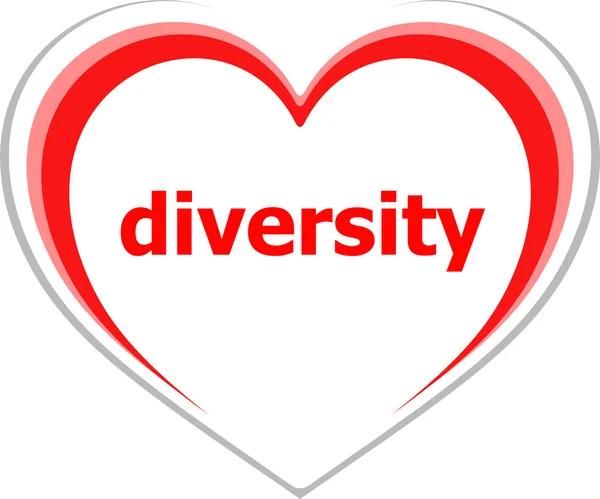 Business concept, diversity word on love heart on white — Stock Photo, Image