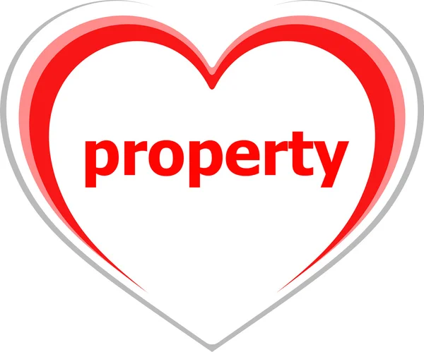 Concepto de negocio, palabra de la propiedad en corazón del amor en blanco —  Fotos de Stock