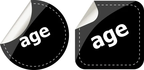 Mot d'âge sur autocollants noir ensemble de bouton, étiquette — Photo