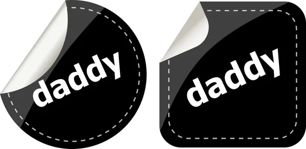 Daddy word on black stickers web button set, label, icon — Stock Photo, Image