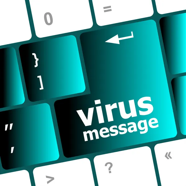 Tastiera del computer con il tasto del messaggio del virus — Foto Stock