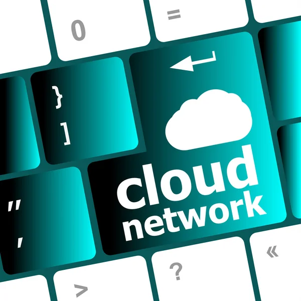 Cloud Network Word Konzept auf Taste der Tastatur — Stockfoto